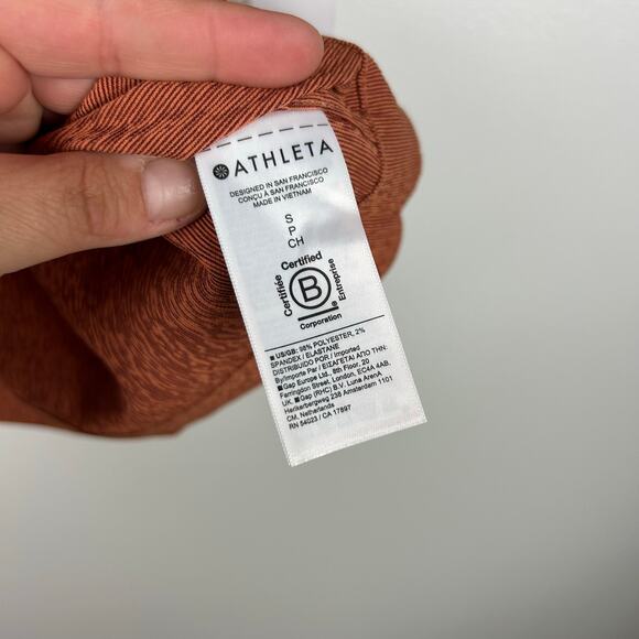 NEW Athleta Echo Top Blouse Rust Burnt Orange Shirt Lightweight Size Small - Picture 5 of 10